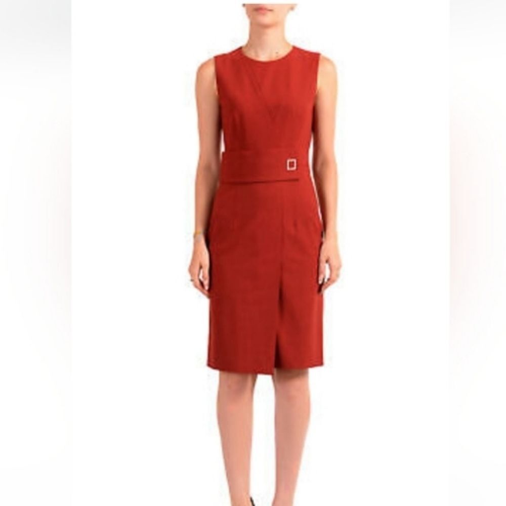 Hugo Boss dycella red wool dress NWT